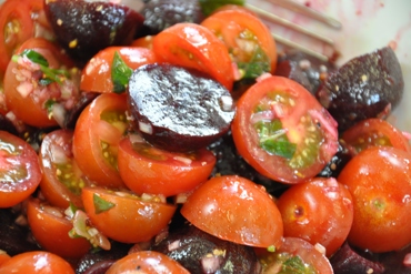 Beetroot and Cherry Tomato Salad with Basil and Orange Dressing